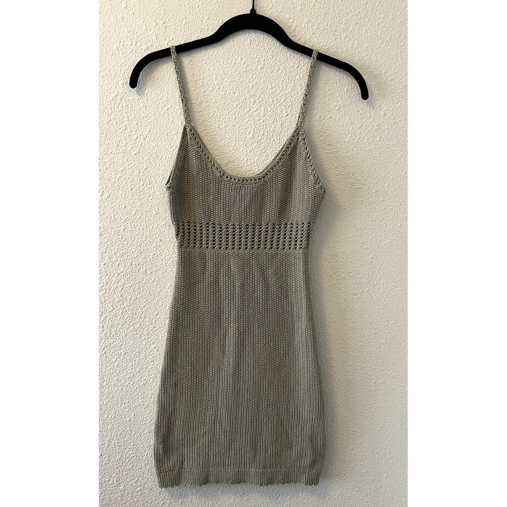 Forever 21 Women's Mini Dress Size XS Crochet Olive Green Boho Hippie Festival